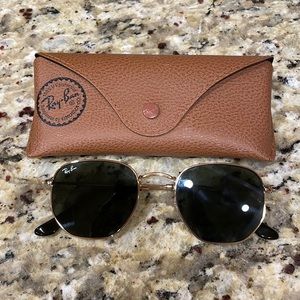 Like new/worn once Ray-Ban Hexagonal sunglasses - Green/Gold